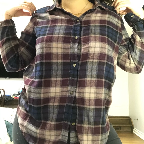 Aerie super soft plaid button-up - Picture 3 of 5